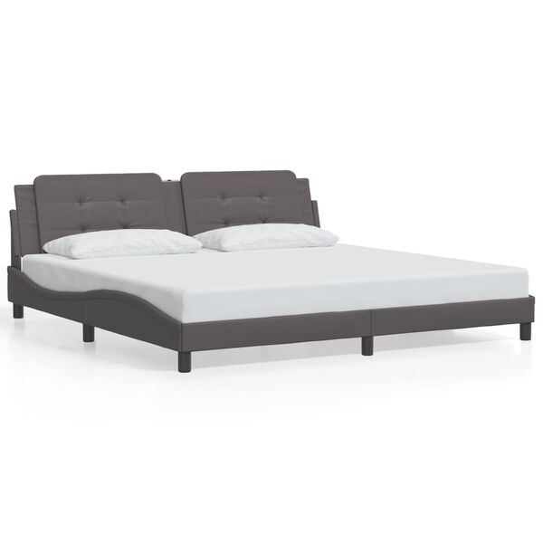 vidaXL Cadre de lit sans matelas Zadar gris 200x200 cm similicuir