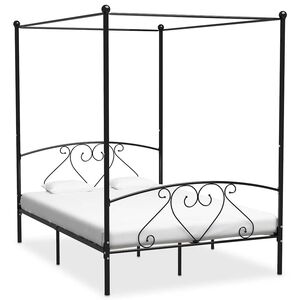 vidaXL Cadre de lit sans matelas avec baldaquin noir 160x200 cm m&eacute;tal