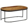 vidaXL Table basse Ovale Bois massif de manguier brut et acier 100 cm