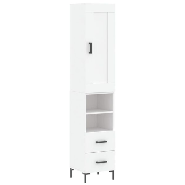 vidaXL Buffet haut Blanc 34,5x34x180 cm Bois d'ing&eacute;nierie