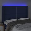 vidaXL T&ecirc;te de lit &agrave; LED Bleu 147x16x118/128 cm Tissu