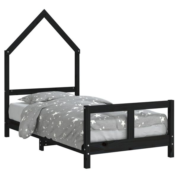 vidaXL Cadre de lit pour enfant noir 80x160 cm bois de pin massif