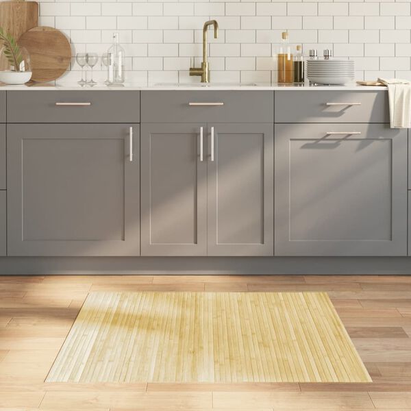 vidaXL Tapis rectangulaire naturel clair 80x100 cm bambou