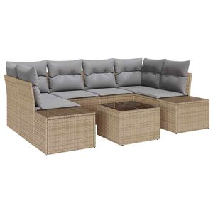 vidaXL Ensemble de canap&eacute; de jardin 8 pc Beige et gris polyrotin
