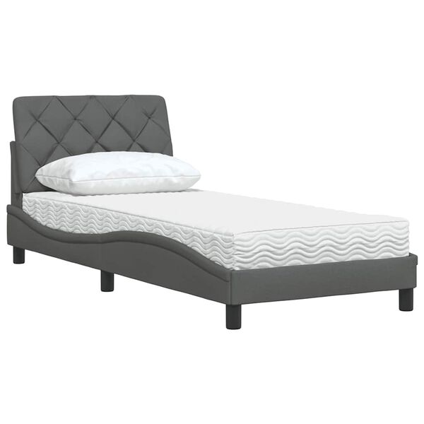 vidaXL Lit avec matelas gris fonc&eacute; 80x200 cm tissu