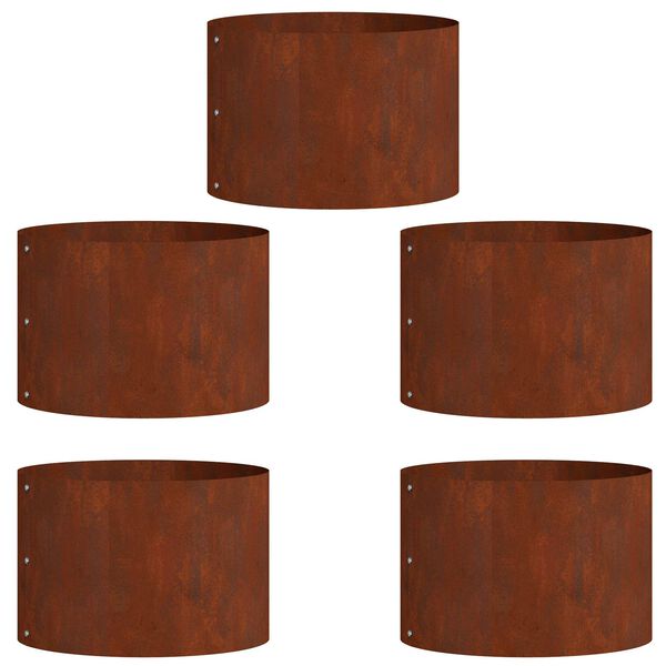vidaXL Anneau de jardini&egrave;re 5 pcs Marron 30 x 30 x 20 cm Acier patin&eacute;
