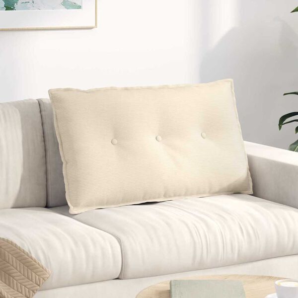 vidaXL Coussin de Dos Cr&egrave;me 80 x 50 cm Tissu en velours c&ocirc;tel&eacute;