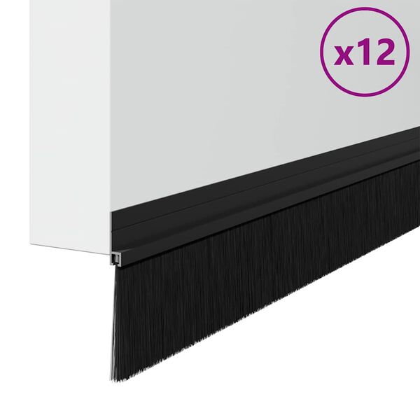 vidaXL Brosses de porte adh&eacute;sives 12 pcs Noir 100 cm