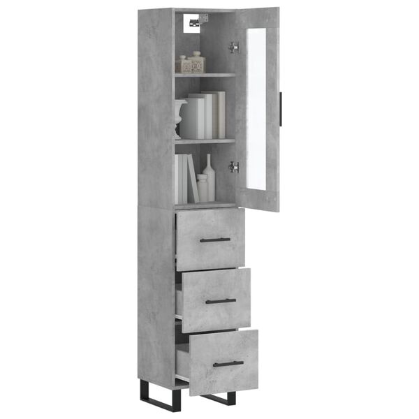 vidaXL Buffet haut Gris b&eacute;ton 34,5x34x180 cm Bois d'ing&eacute;nierie
