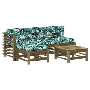 vidaXL Salon de jardin 5 pcs avec coussins bois de pin impr&eacute;gn&eacute;