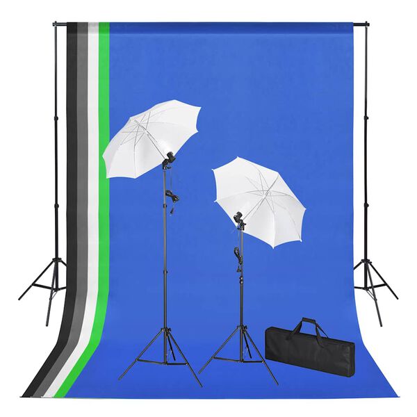 vidaXL Kit de studio photo avec toiles de fond, lampes et parapluies