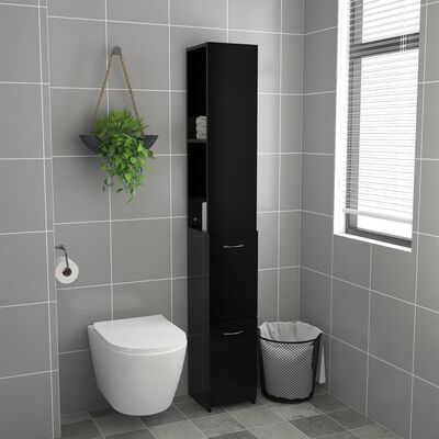 vidaXL Armoire de salle de bain noir 25x26,5x170 cm bois d'ingénierie