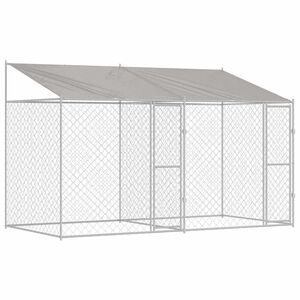vidaXL Cage pour chien avec toit Argent&eacute; 400 x 200 x 256 cm