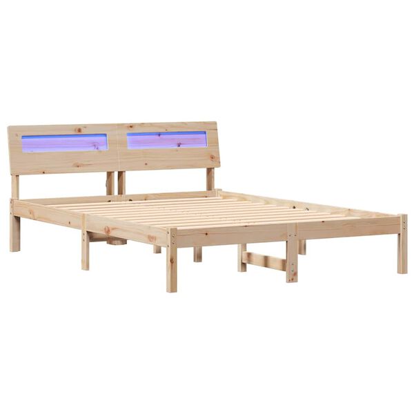 vidaXL Cadre de lit avec t&ecirc;te de lit Marron 120 x 190 cm Pin massif