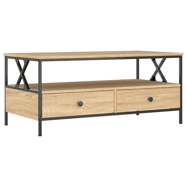 vidaXL Table basse ch&ecirc;ne sonoma 100x51x45 cm bois d'ing&eacute;nierie
