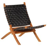 vidaXL Chaise de relaxation pliable noir cuir véritable