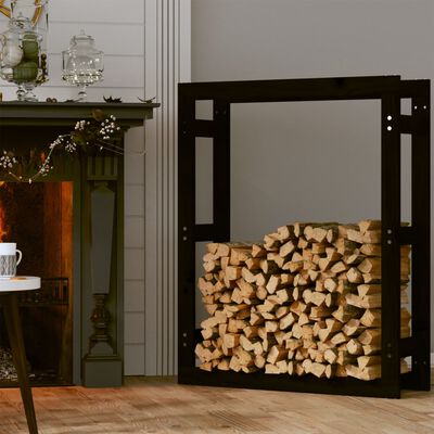 vidaXL Support pour bois de chauffage Noir 80x25x100 cm Bois de pin