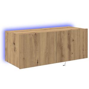 vidaXL Meuble TV mural 80 x 35 x 31 cm Ch&ecirc;ne artisanal