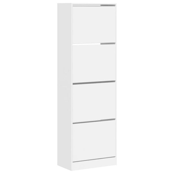 vidaXL Armoire &agrave; chaussures 4 tiroirs rabattables blanc 60x34x187,5 cm