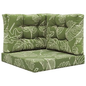 vidaXL Coussin de canap&eacute; d'ext&eacute;rieur 3 pcs Mod&egrave;le feuille Polyester