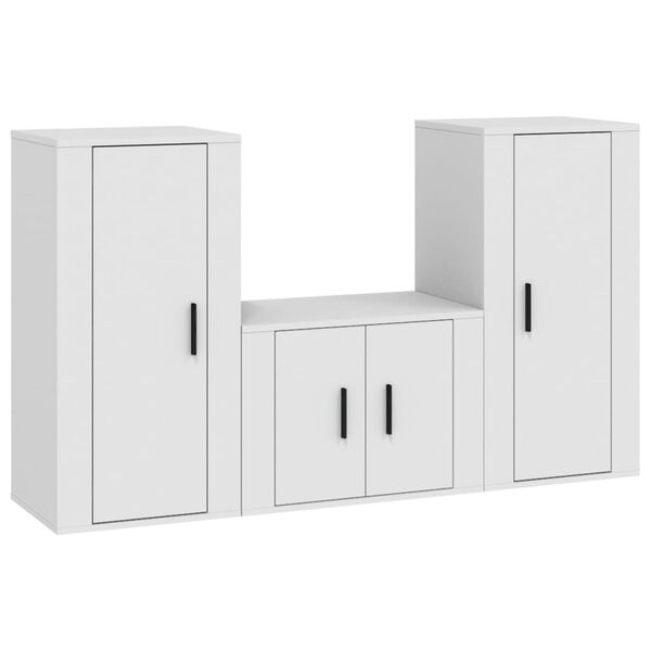 vidaXL Ensemble de meubles TV 3 pcs Blanc Bois d'ing&eacute;nierie
