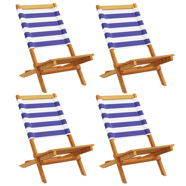vidaXL Chaises de jardin pliantes lot de 4 tissu et bois massif