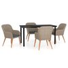 vidaXL Ensemble &agrave; manger de jardin et coussins 5 pcs Marron