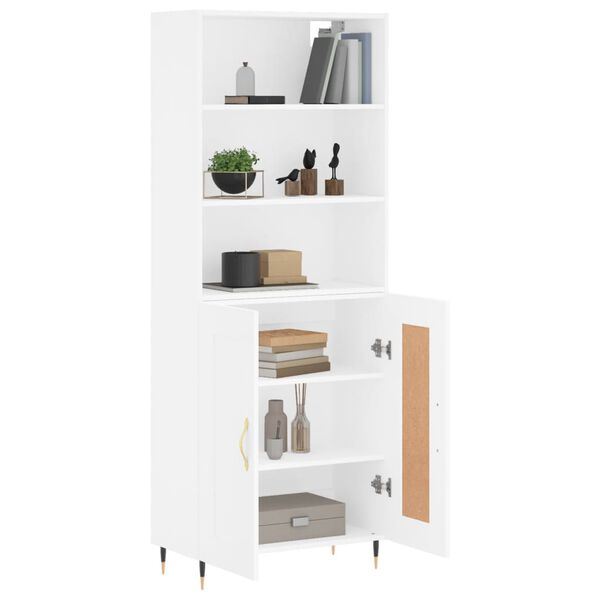 vidaXL Buffet haut Blanc 69,5x34x180 cm Bois d'ing&eacute;nierie