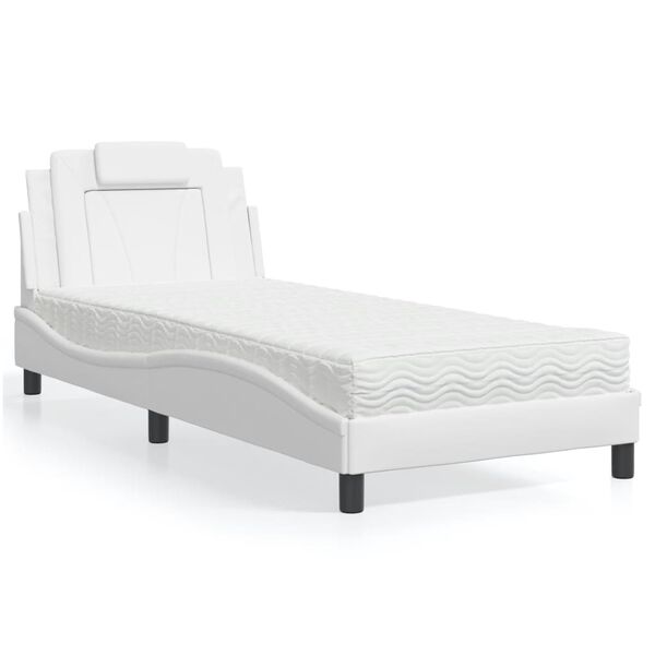 vidaXL Lit Viana avec matelas blanc 80x200 cm similicuir