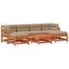 vidaXL Ensemble de salon de jardin 7 pc Brun cire Bois de pin massif
