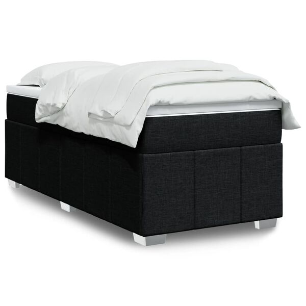vidaXL Sommier &agrave; lattes de lit avec matelas Noir 90x200 cm Tissu