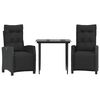 vidaXL Ensemble &agrave; manger de jardin avec coussins 3 pcs Noir