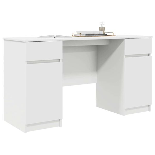 vidaXL Bureau avec tiroir Blanc 140 x 49 x 76 cm Bois d'ing&eacute;nierie