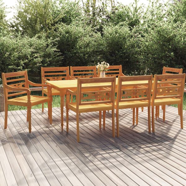vidaXL Ensemble &agrave; manger de jardin 9 pcs Bois de teck solide