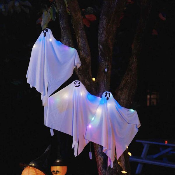 vidaXL Fant&ocirc;me Suspendu Halloween 3 pcs Blanc 52 x 62 cm Polyester
