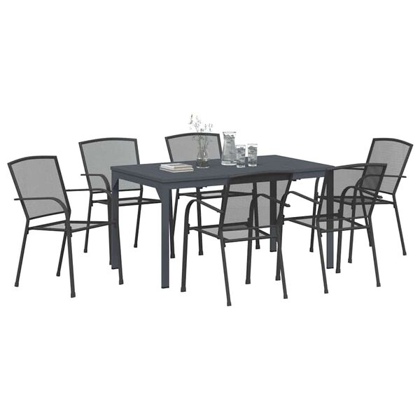 vidaXL Ensemble de salle &agrave; manger pour jardin 7 pcs Anthracite