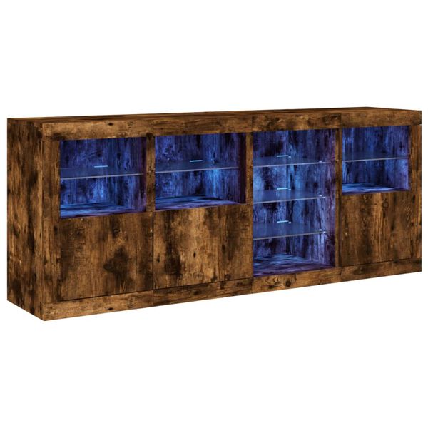 vidaXL Buffet avec lumi&egrave;res LED ch&ecirc;ne fum&eacute; 164x37x67 cm