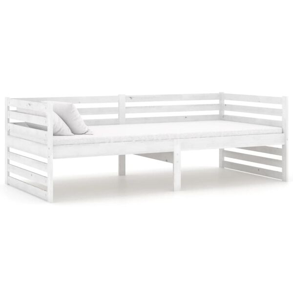 vidaXL Lit de repos avec matelas 90x200 cm Blanc Bois de pin massif