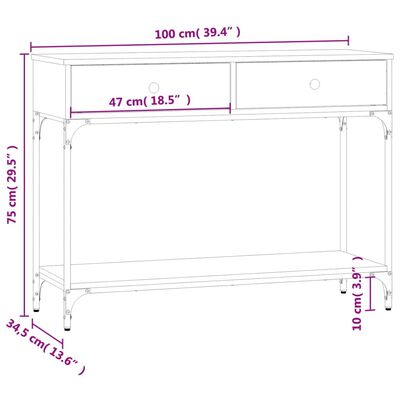 vidaXL Table console chêne sonoma 100x34,5x75 cm bois d'ingénierie