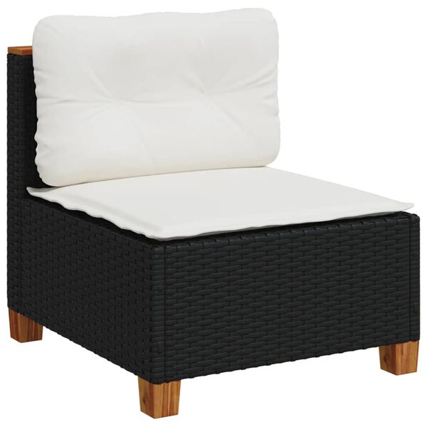 vidaXL Salon de jardin 7 pcs avec coussins noir r&eacute;sine tress&eacute;e