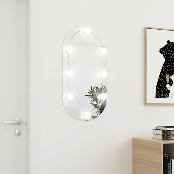 vidaXL Miroir avec &eacute;clairage LED 80x40 cm Verre Ovale