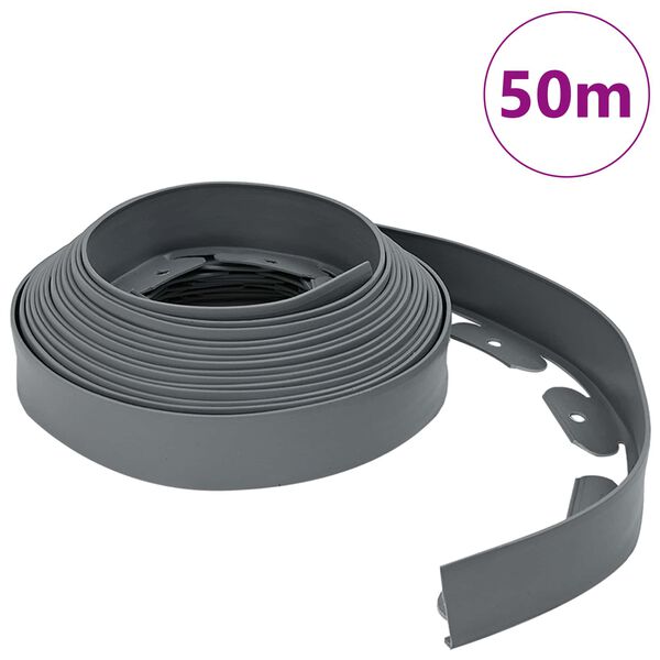 vidaXL Bordures de pelouse Gris 5000 x 4 x 5 cm Plastique