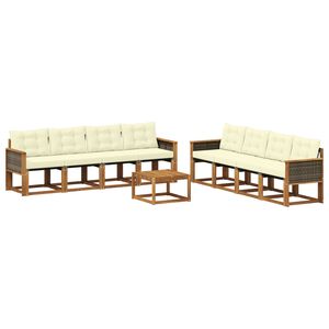 vidaXL Ensemble de canap&eacute;s d'ext&eacute;rieur 9 pcs Naturel et Cr&egrave;me
