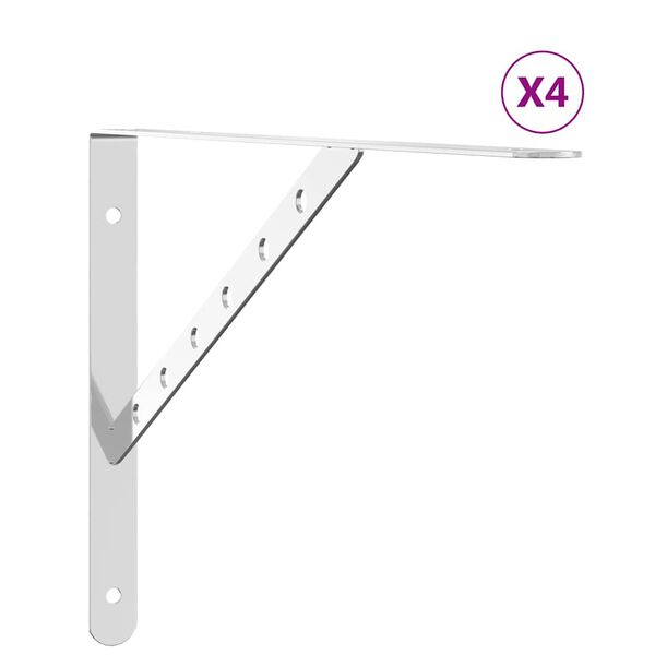 vidaXL Supports d'étagères 4 pcs 40x2,5x25 cm argenté acier inoxydable