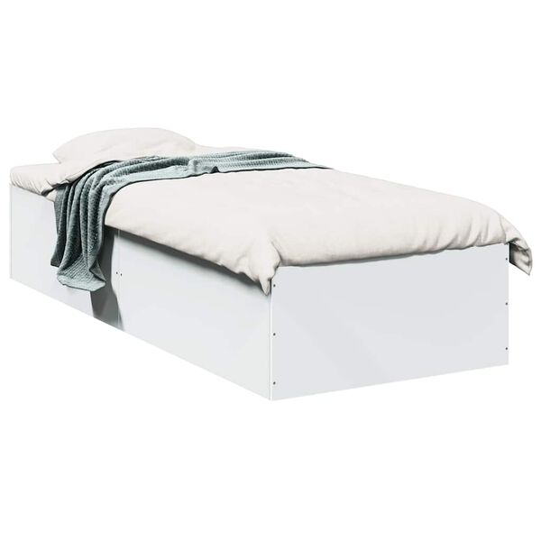 vidaXL Cadre de lit sans matelas blanc 75x190 cm bois d'ing&eacute;nierie