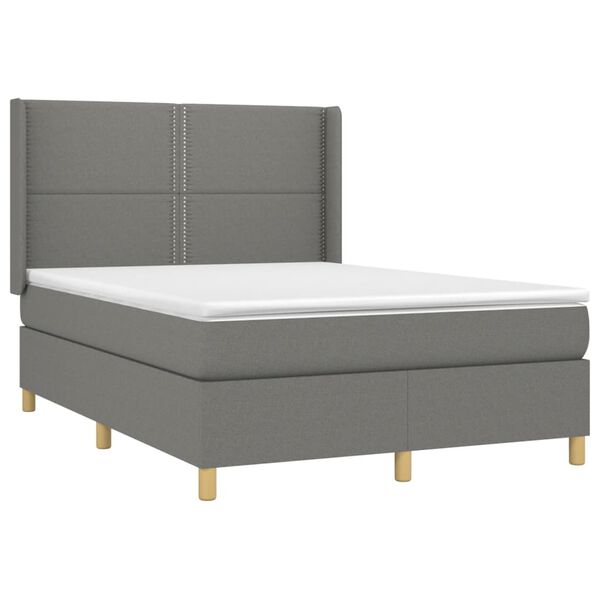 vidaXL Sommier &agrave; lattes de lit matelas LED Gris fonc&eacute; 140x200 cm Tissu