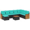 vidaXL Ensemble de canap&eacute; de jardin 9 pcs avec coussins noir r&eacute;sine tress&eacute;e