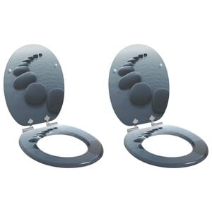 vidaXL lot de 2 Si&egrave;ges WC MDF couvercle &agrave; fermeture en douceur Pierres