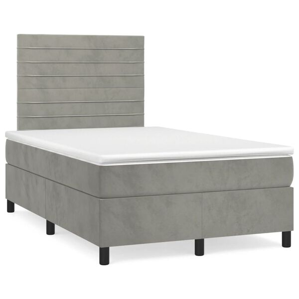 vidaXL Sommier &agrave; lattes de lit et matelas gris clair 120x190cm velours