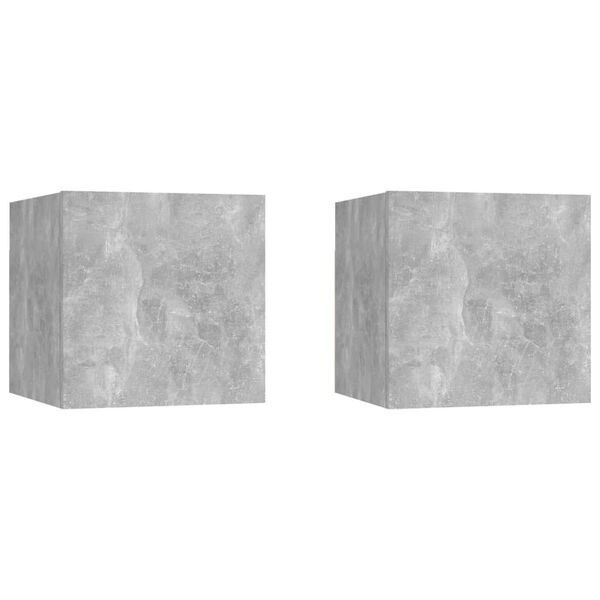 vidaXL Tables de chevet 2pcs Gris b&eacute;ton 30,5x30x30cm Bois d'ing&eacute;nierie
